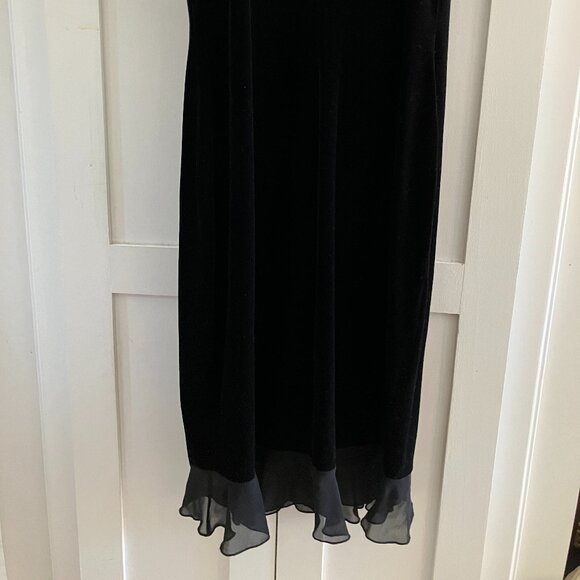 Vintage 90's Y2K BetseyJohnson Stretch Velvet Floral Embroidered Slip Dress/ SM - Picture 5 of 6